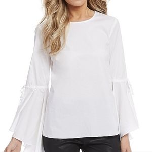 1. State White Cotton Blouse Boho Large Flutter Bell Long Sleeves Boat Neck XLG